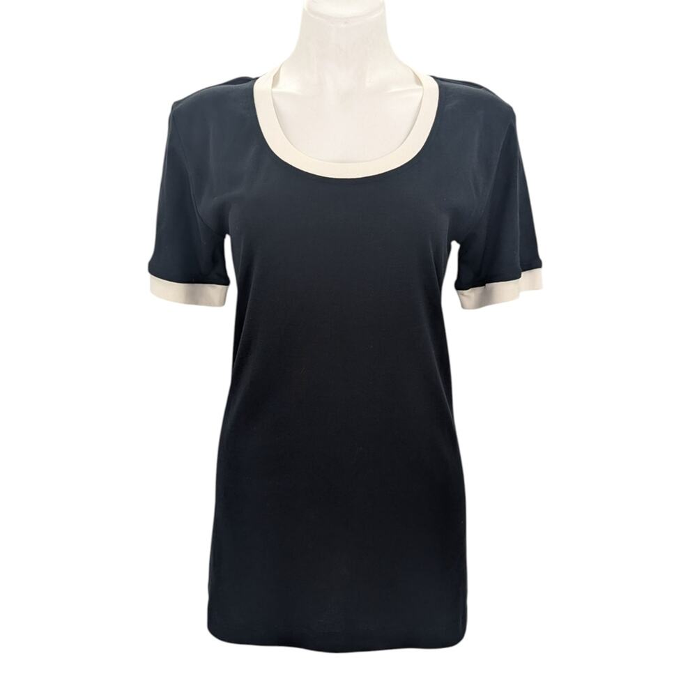 Escada Margaretha Ley Black White Short Sleeve Tunic Top Mini Dress 38 Medium